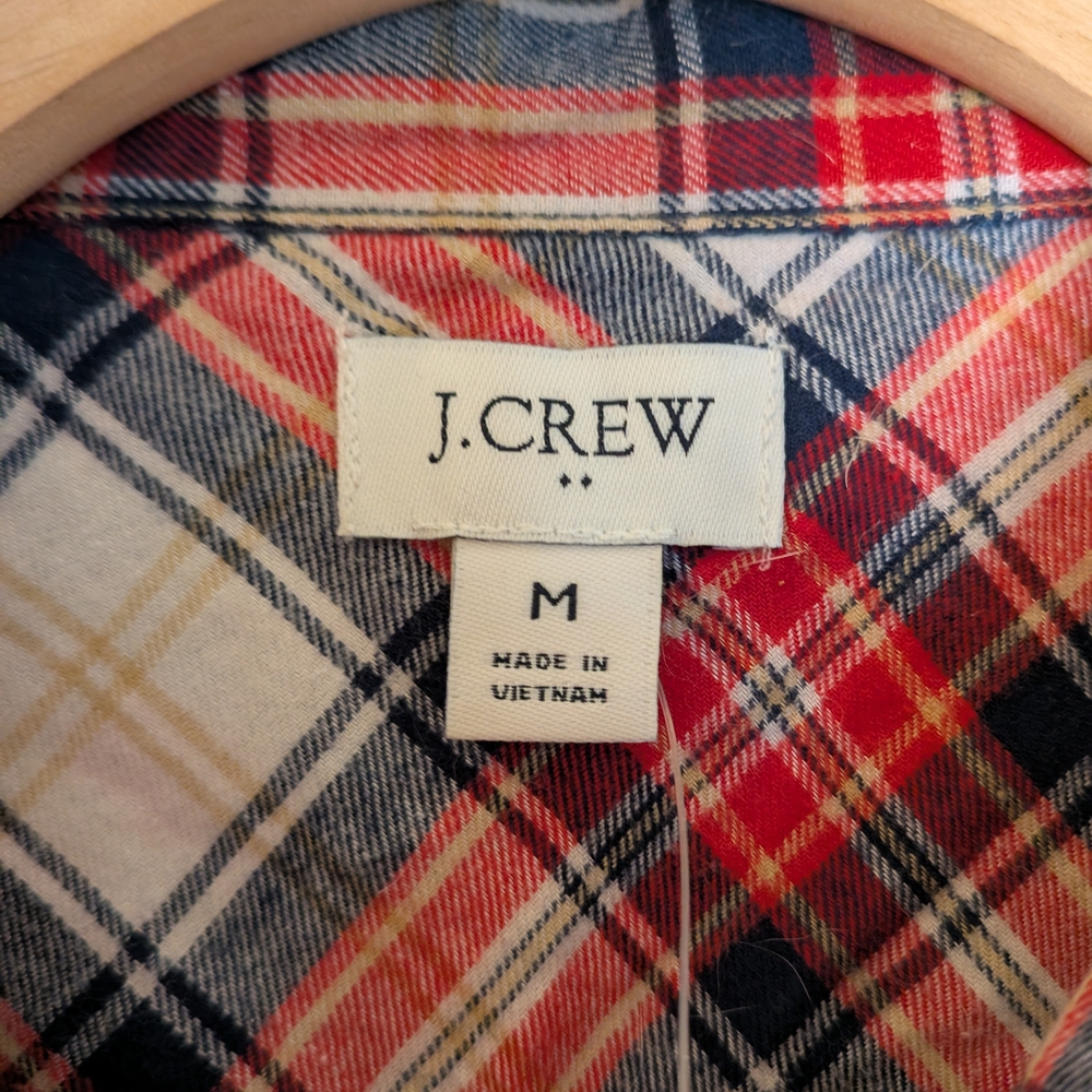 NWT J. Crew Red and White Casual Button Down Shirt - Picture 4 of 6